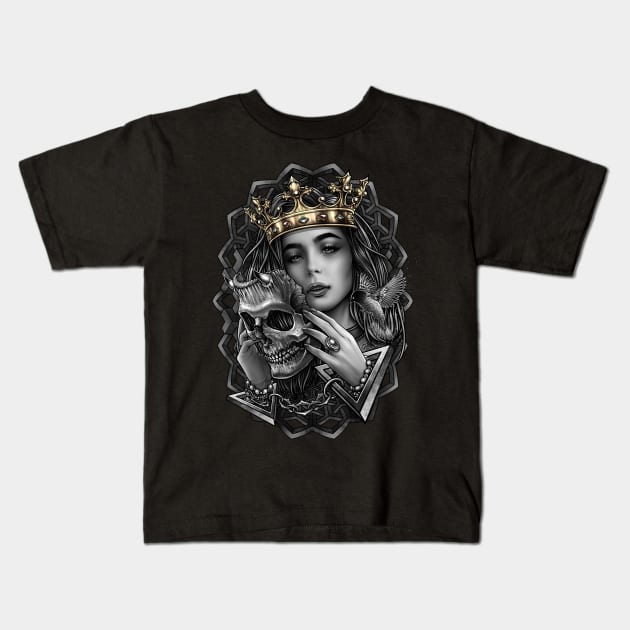 Winya No. 166  Beauty and the demon mask Kids T-Shirt by Winya